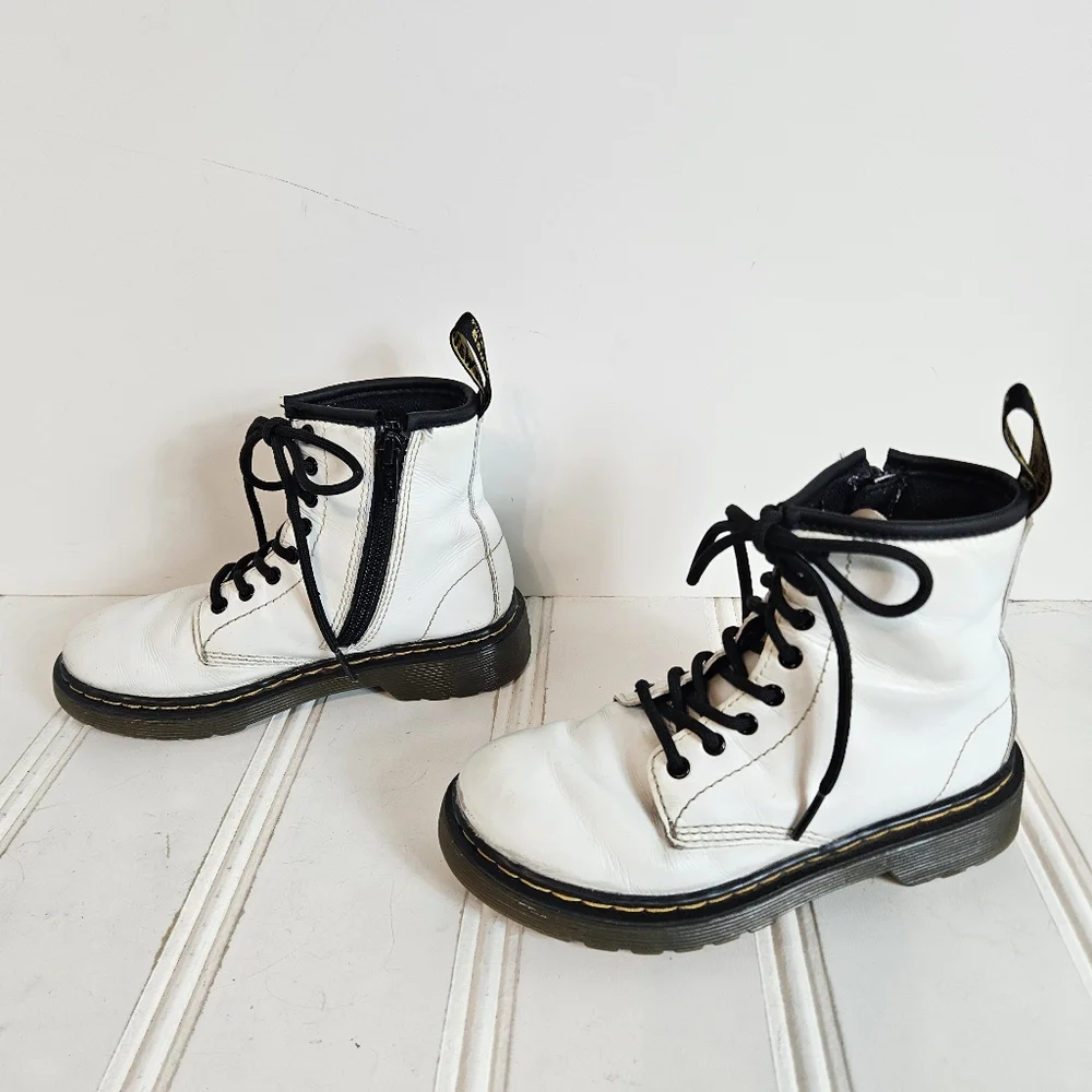 Dr. Martens Boots Kid 13 1460 Romario Leather Zip Combat AirWair Lace Up White